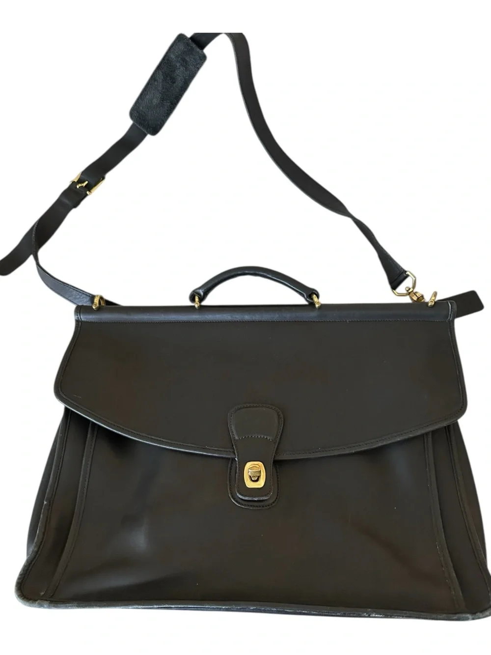 Vintage COACH 2000 5266 Black Leather Beekman Messenger Bag.
